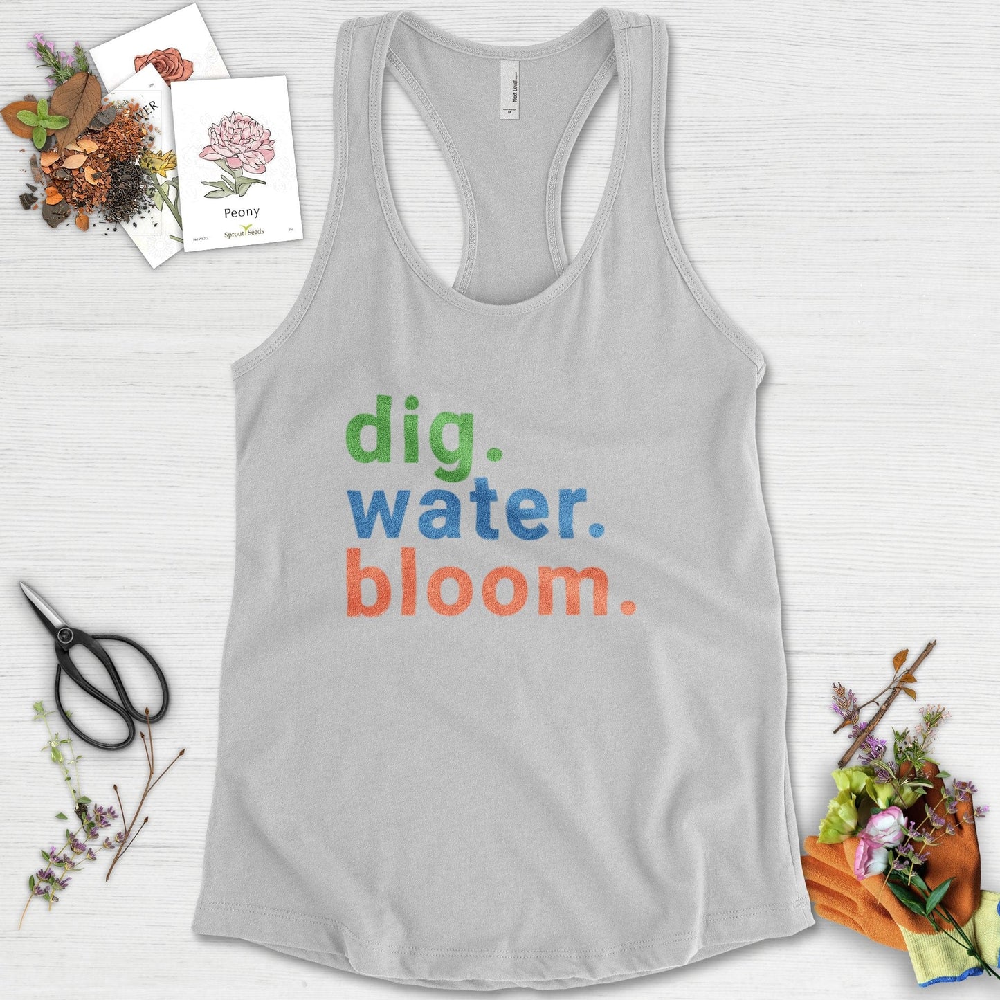 Dig Water Bloom Racerback Racerback / XS / Heather Grey Physical Item