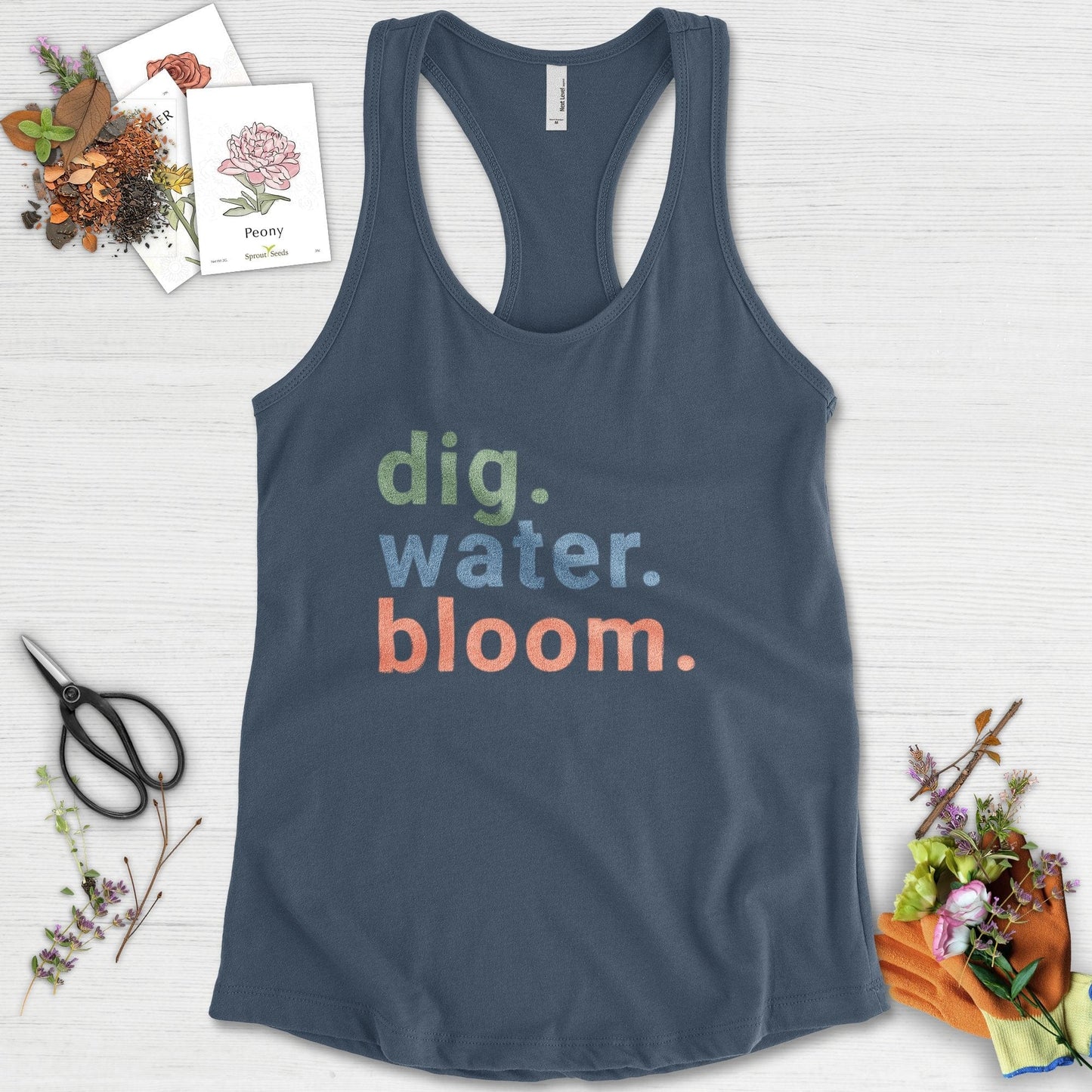 Dig Water Bloom Racerback Racerback / XS / Indigo Physical Item