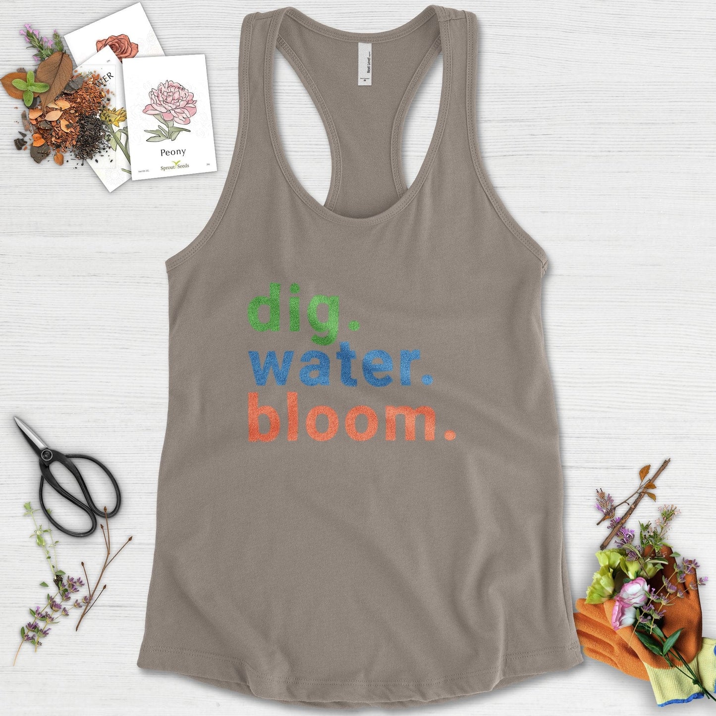 Dig Water Bloom Racerback Racerback / XS / Warm Grey Physical Item