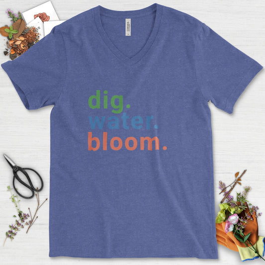 Dig Water Bloom V-Neck Heather True Royal / S T-Shirt