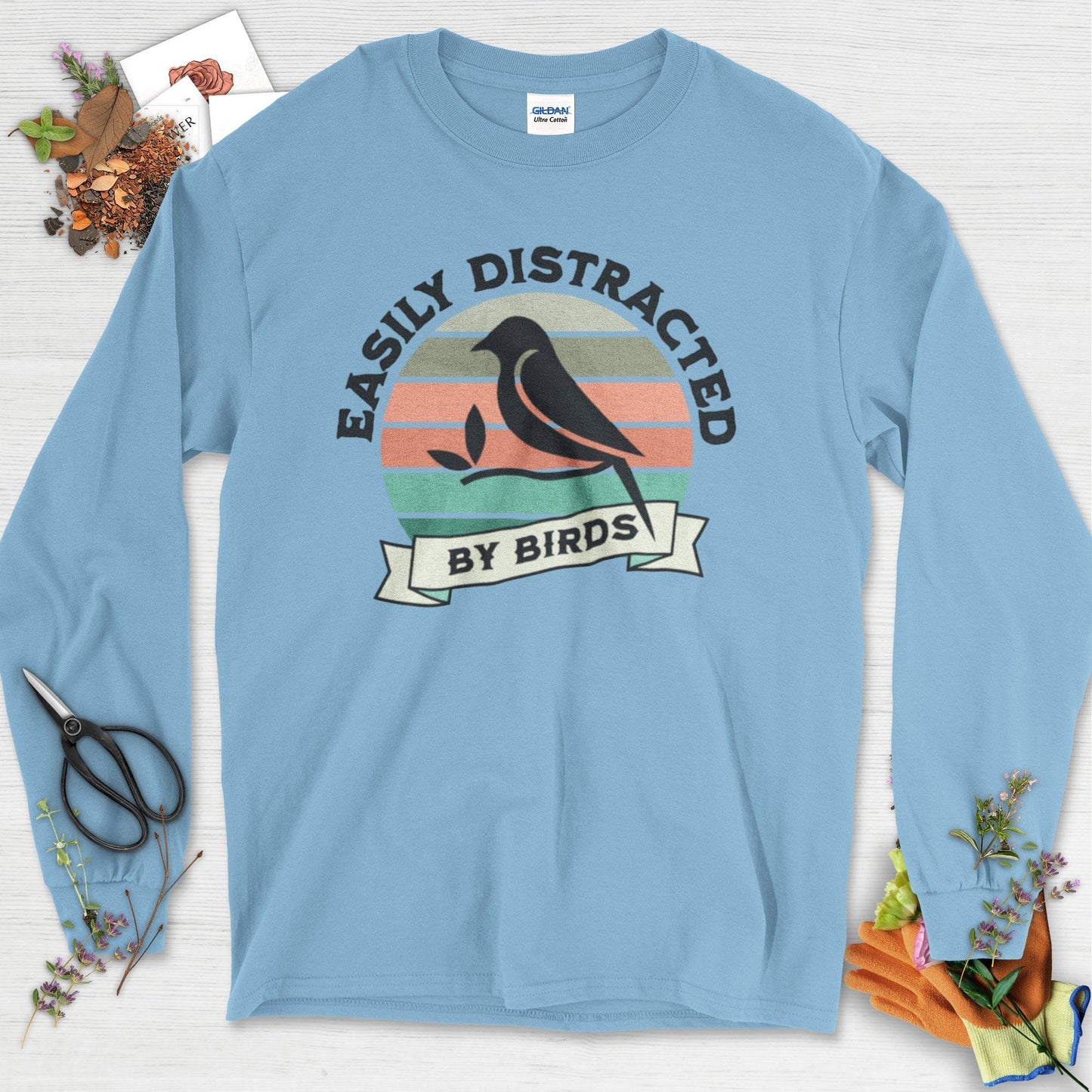 Easily Distracted By Birds Long Sleeve Light Blue / S T-Shirt