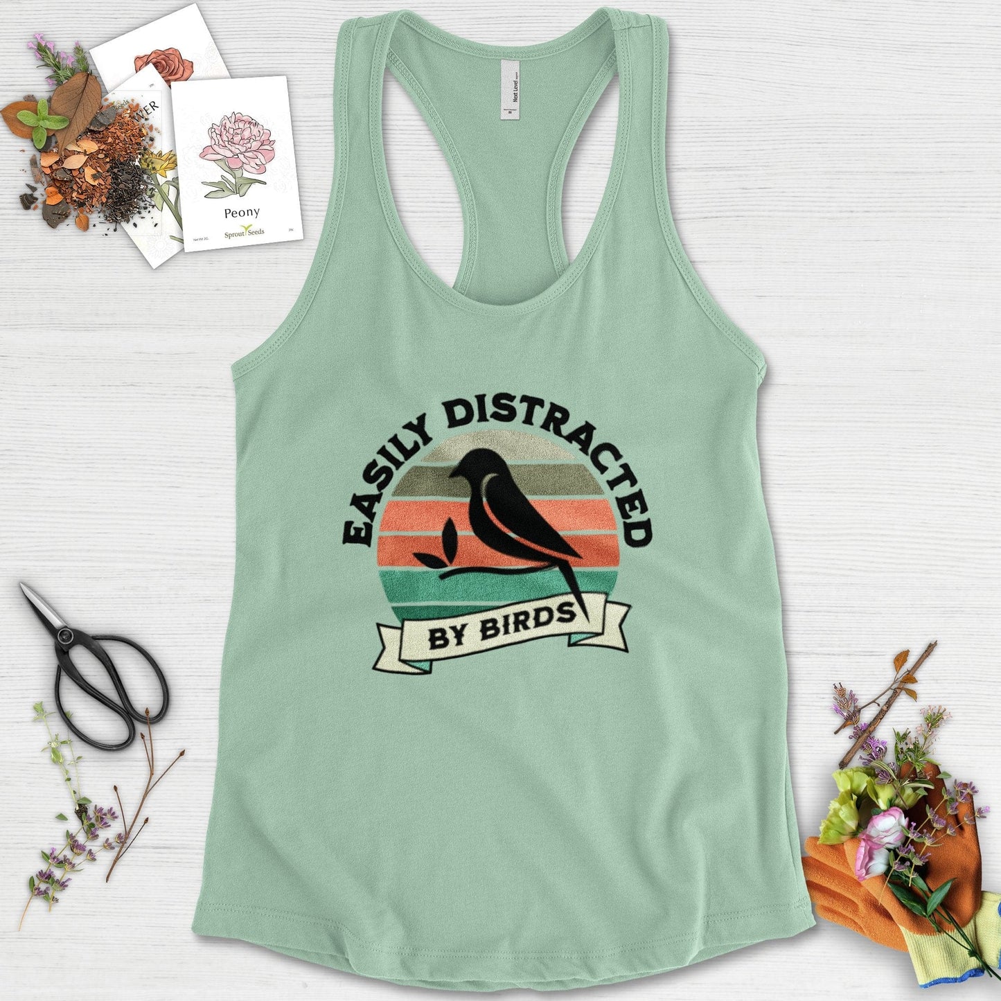 Easily Distracted By Birds Racerback Racerback / XS / Mint Physical Item