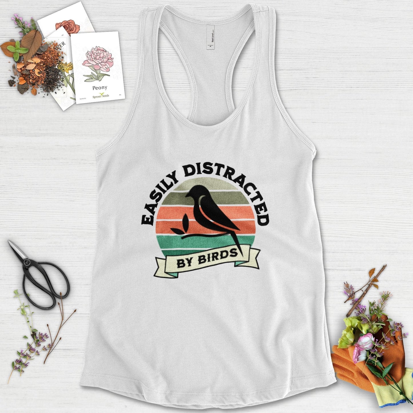 Easily Distracted By Birds Racerback Racerback / XS / White Physical Item