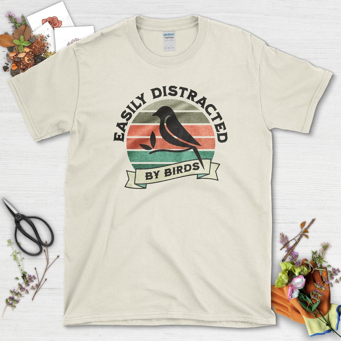 Easily Distracted By Birds T-Shirt Natural / S T-Shirt