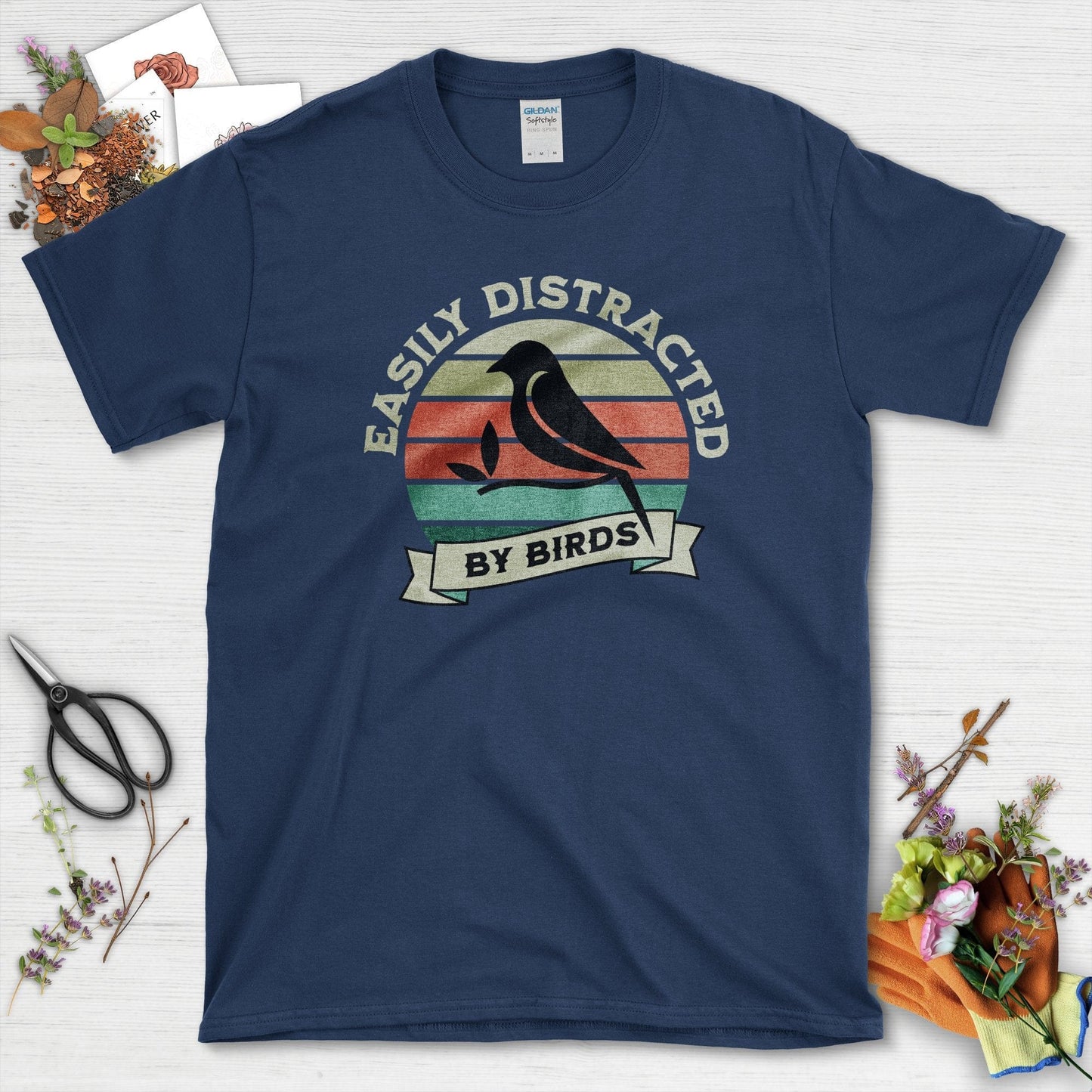 Easily Distracted By Birds T-Shirt Navy / S T-Shirt