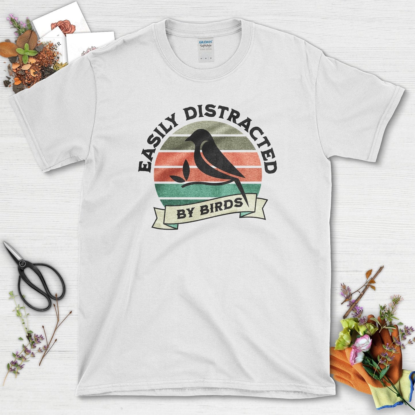 Easily Distracted By Birds T-Shirt White / S T-Shirt