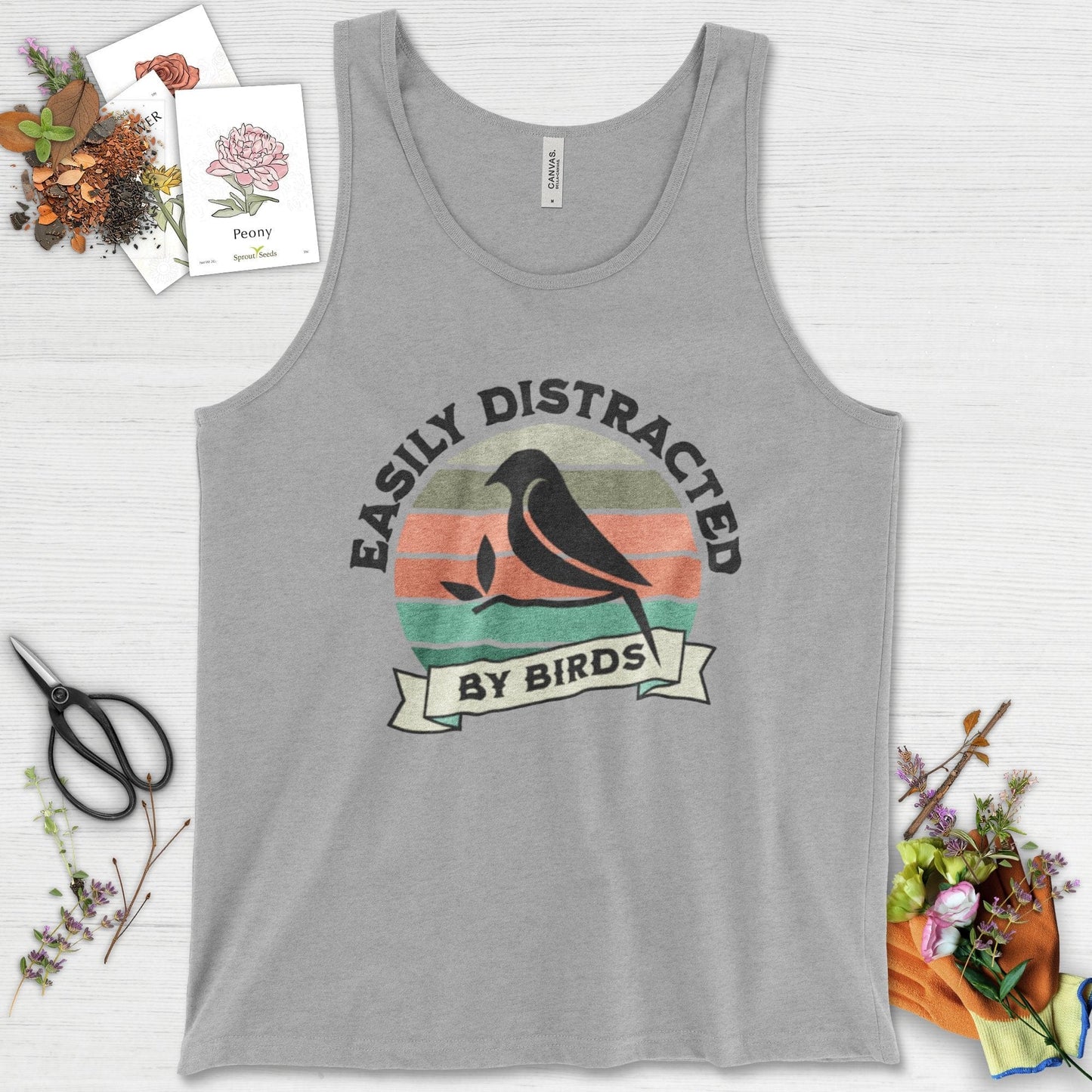 Easily Distracted By Birds Tank Top Athletic Heather / XS Physical Item