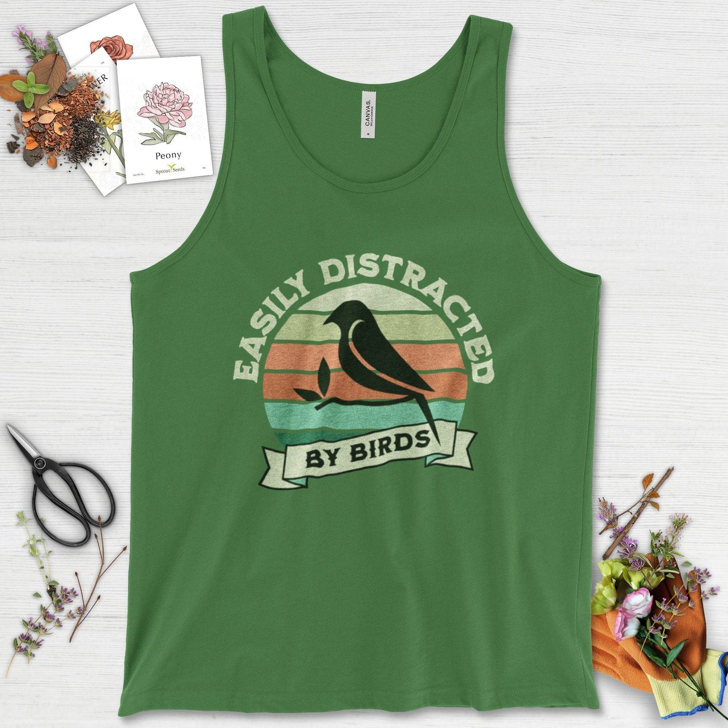 Easily Distracted By Birds Tank Top Leaf / XS Physical Item