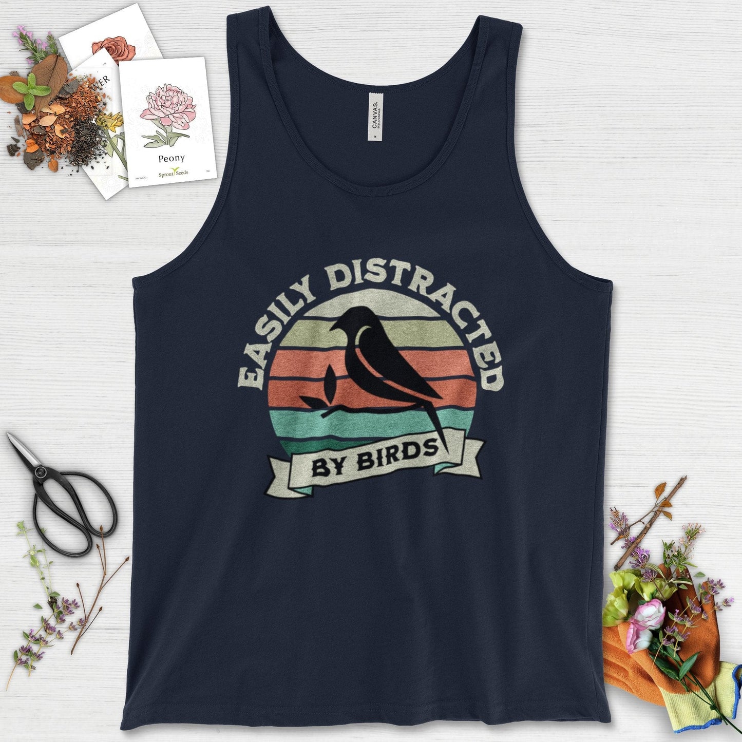 Easily Distracted By Birds Tank Top Navy / XS Physical Item