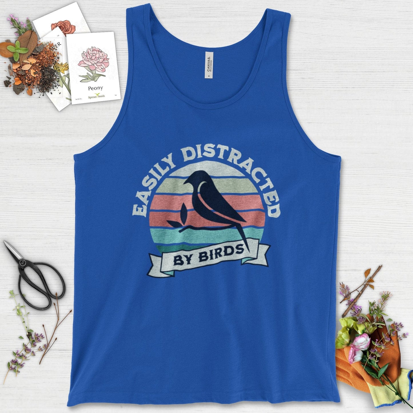 Easily Distracted By Birds Tank Top True Royal / XS Physical Item