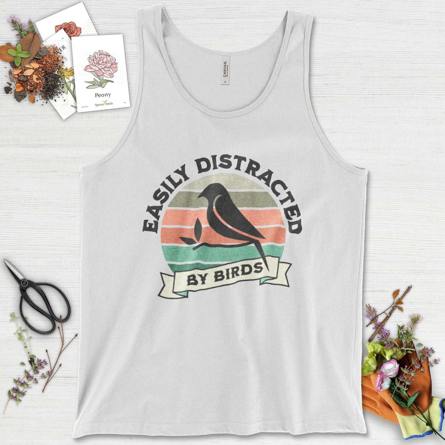 Easily Distracted By Birds Tank Top White / XS Physical Item