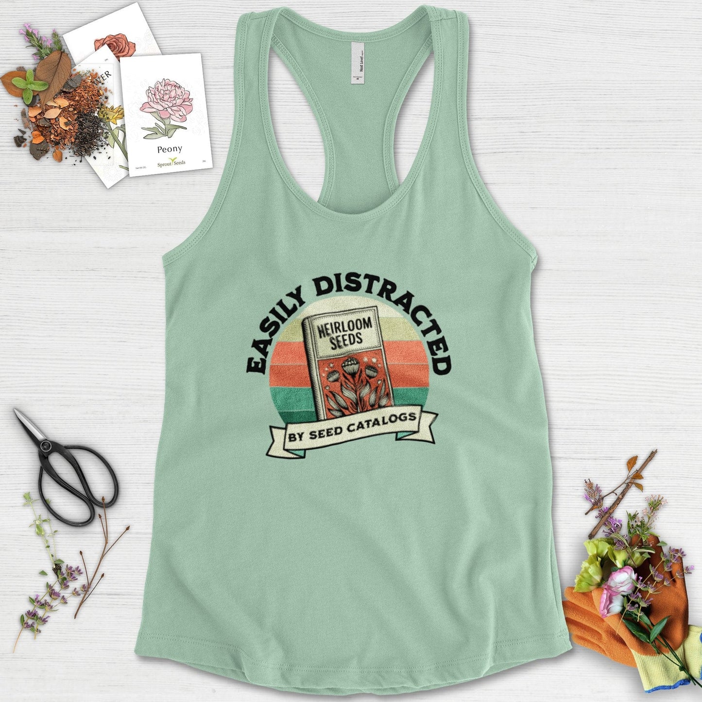 Easily Distracted By Seed Catalogs Racerback Racerback / XS / Mint Physical Item