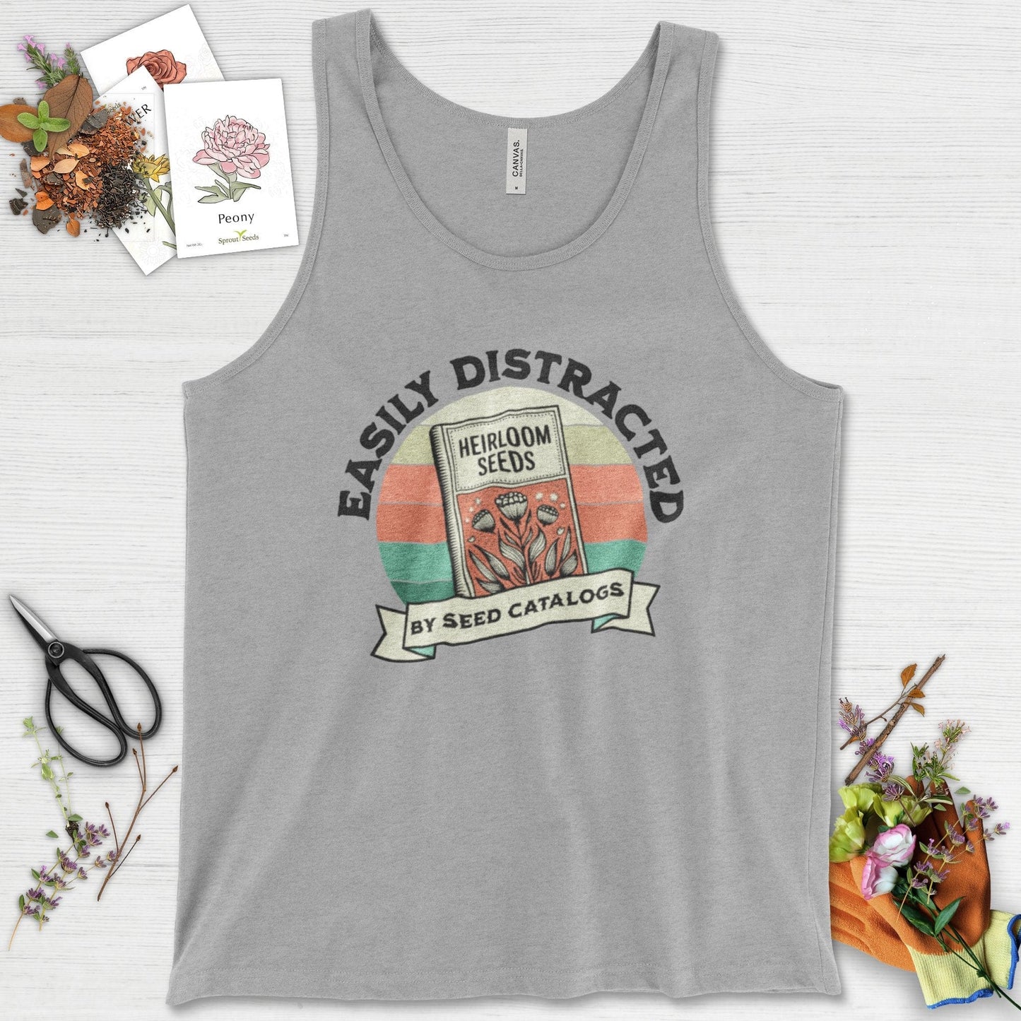 Easily Distracted By Seed Catalogs Tank Top Athletic Heather / XS Physical Item