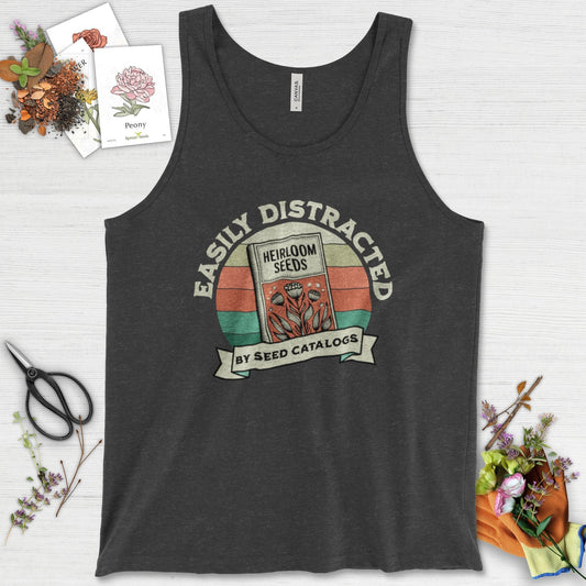 Easily Distracted By Seed Catalogs Tank Top Dark Gray Heather / XS Physical Item