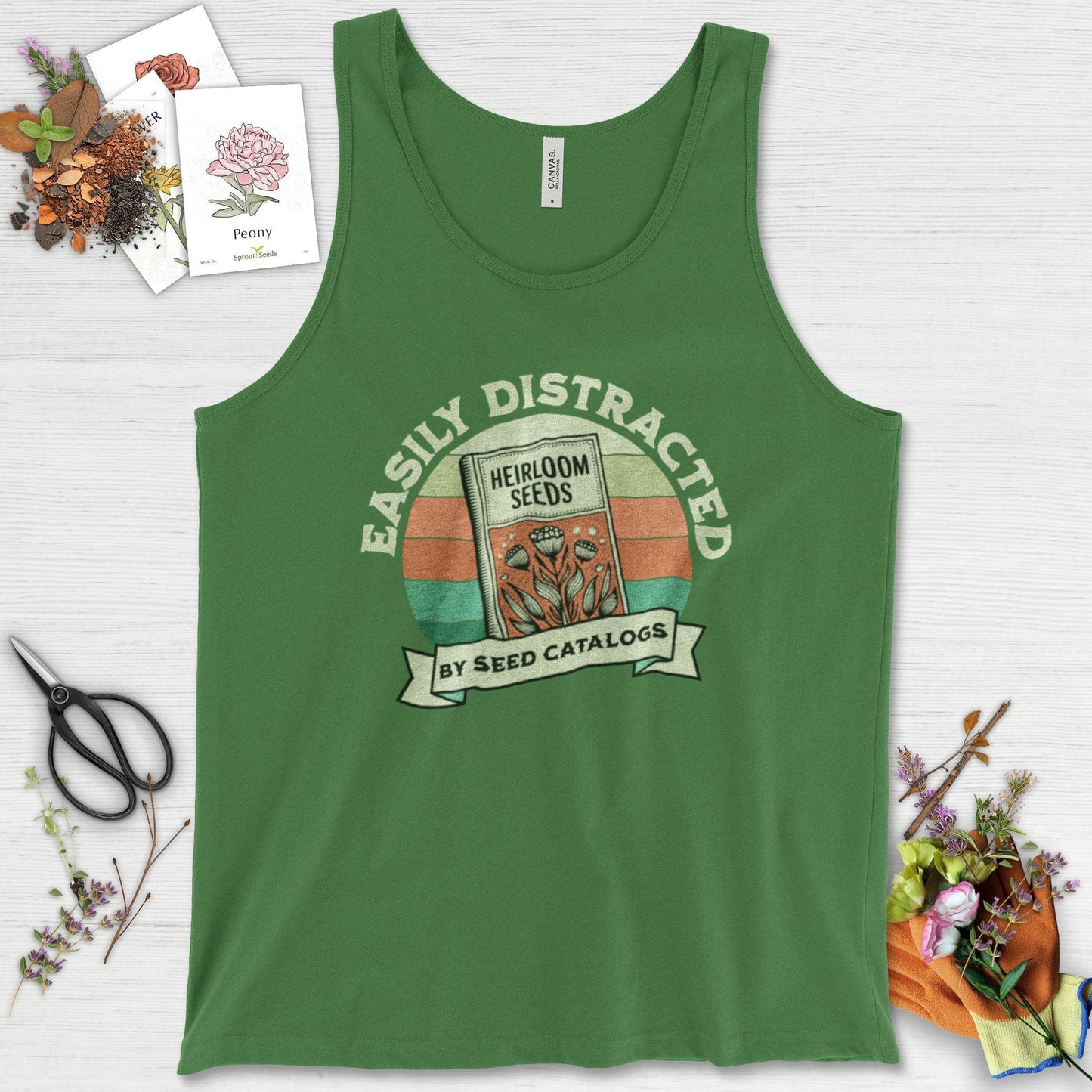 Easily Distracted By Seed Catalogs Tank Top Leaf / XS Physical Item