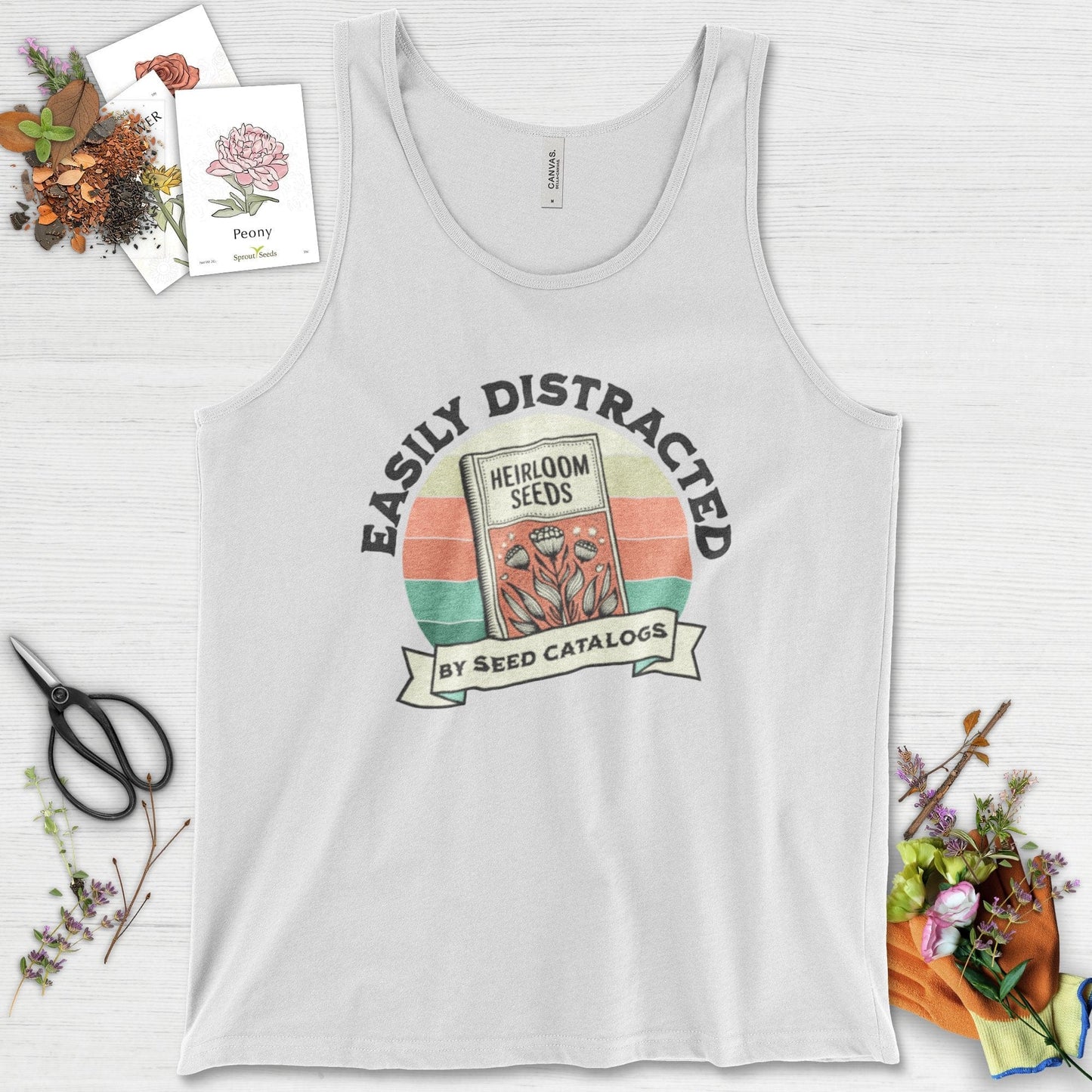 Easily Distracted By Seed Catalogs Tank Top White / XS Physical Item
