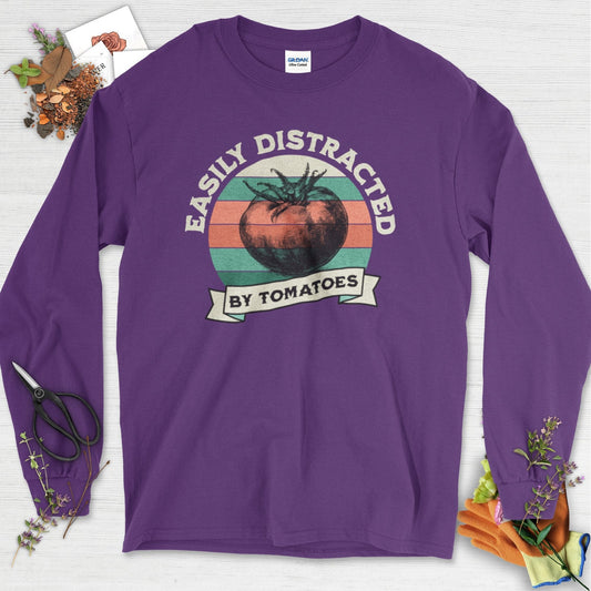Easily Distracted By Tomatoes Long Sleeve Purple / S T-Shirt