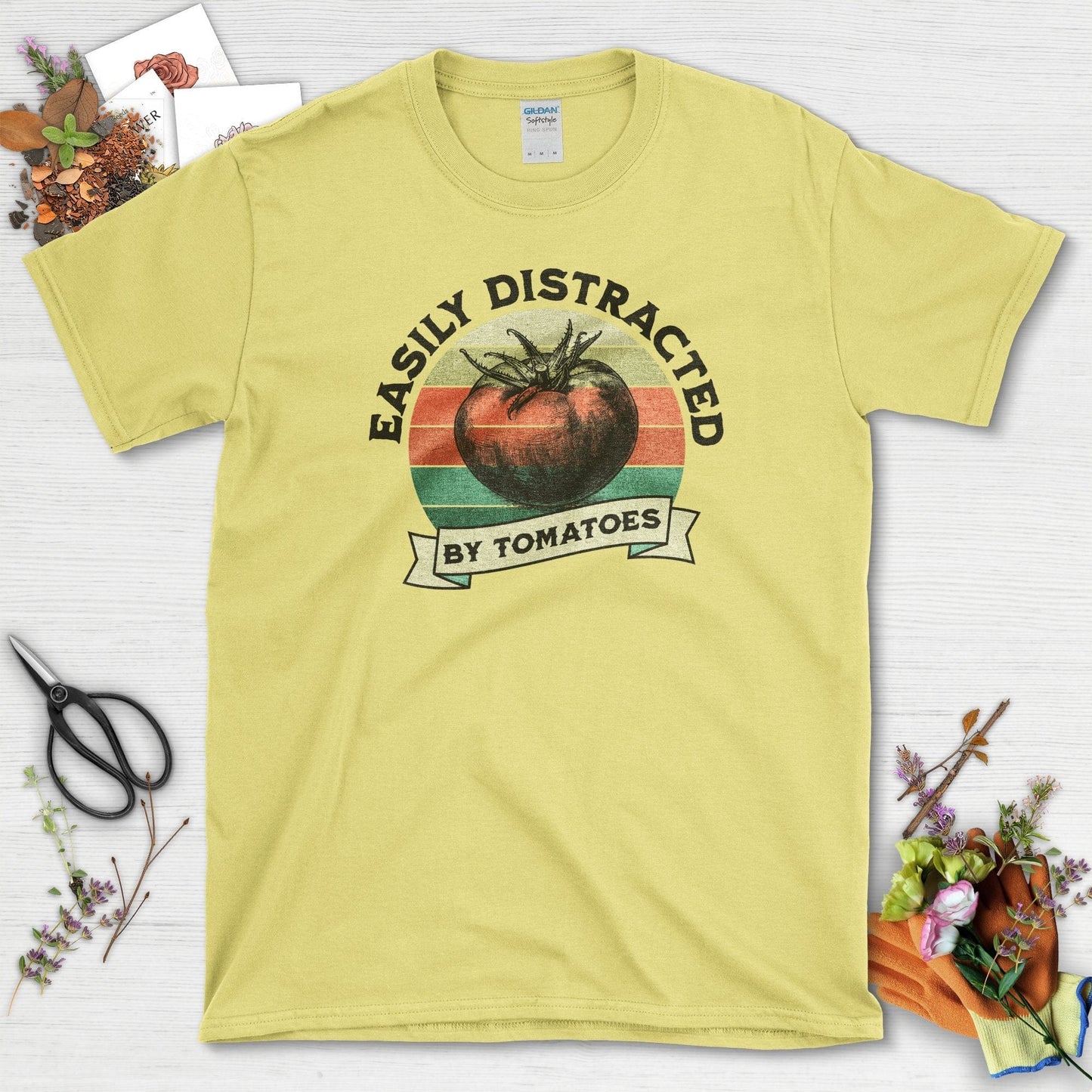Easily Distracted By Tomatoes T-Shirt Cornsilk / S T-Shirt