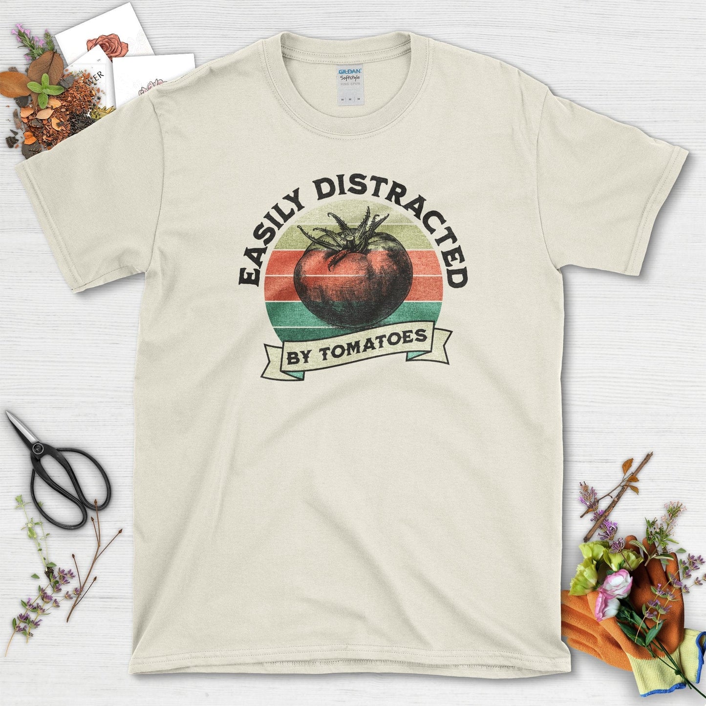 Easily Distracted By Tomatoes T-Shirt Natural / S T-Shirt
