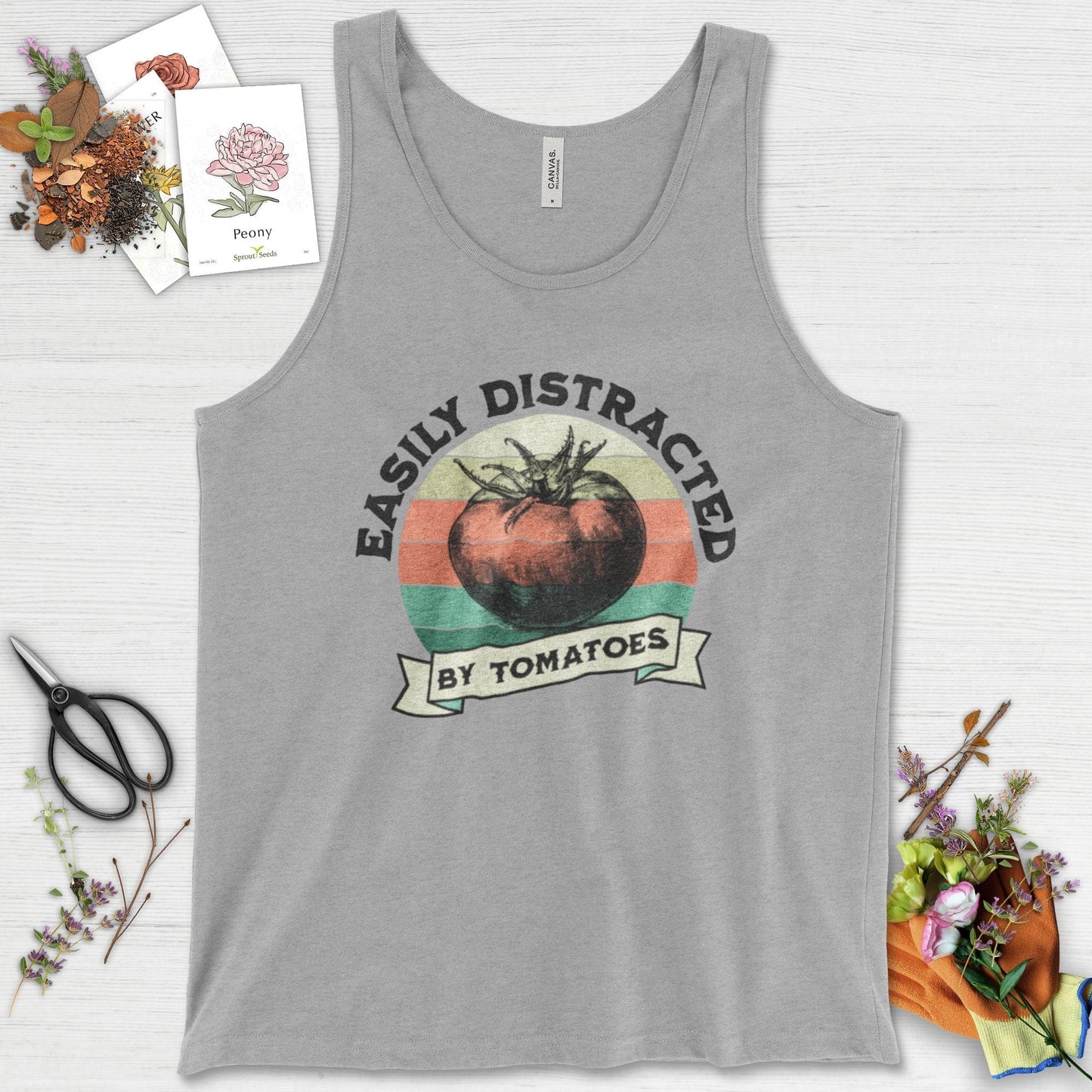 Easily Distracted By Tomatoes Tank Top Athletic Heather / XS Physical Item