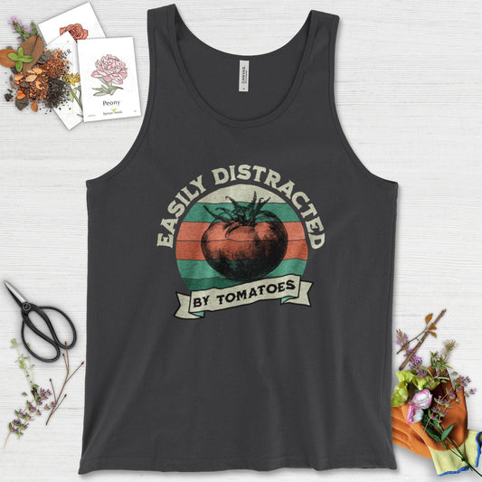 Easily Distracted By Tomatoes Tank Top Dark Grey / XS Physical Item