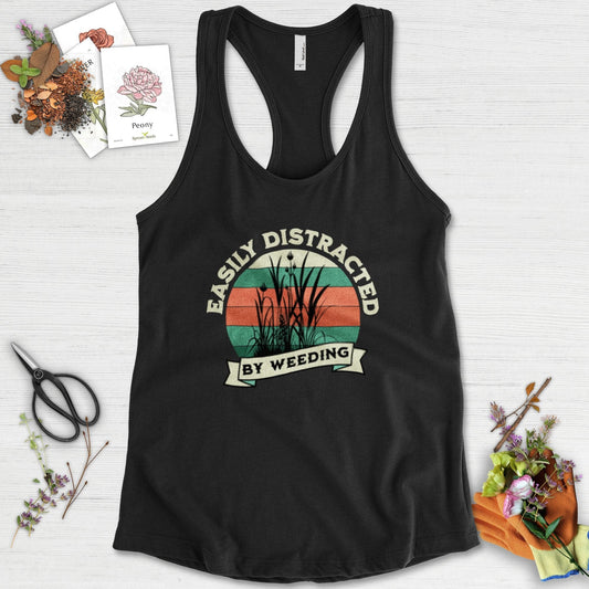 Easily Distracted By Weeding Racerback Racerback / XS / Black Physical Item