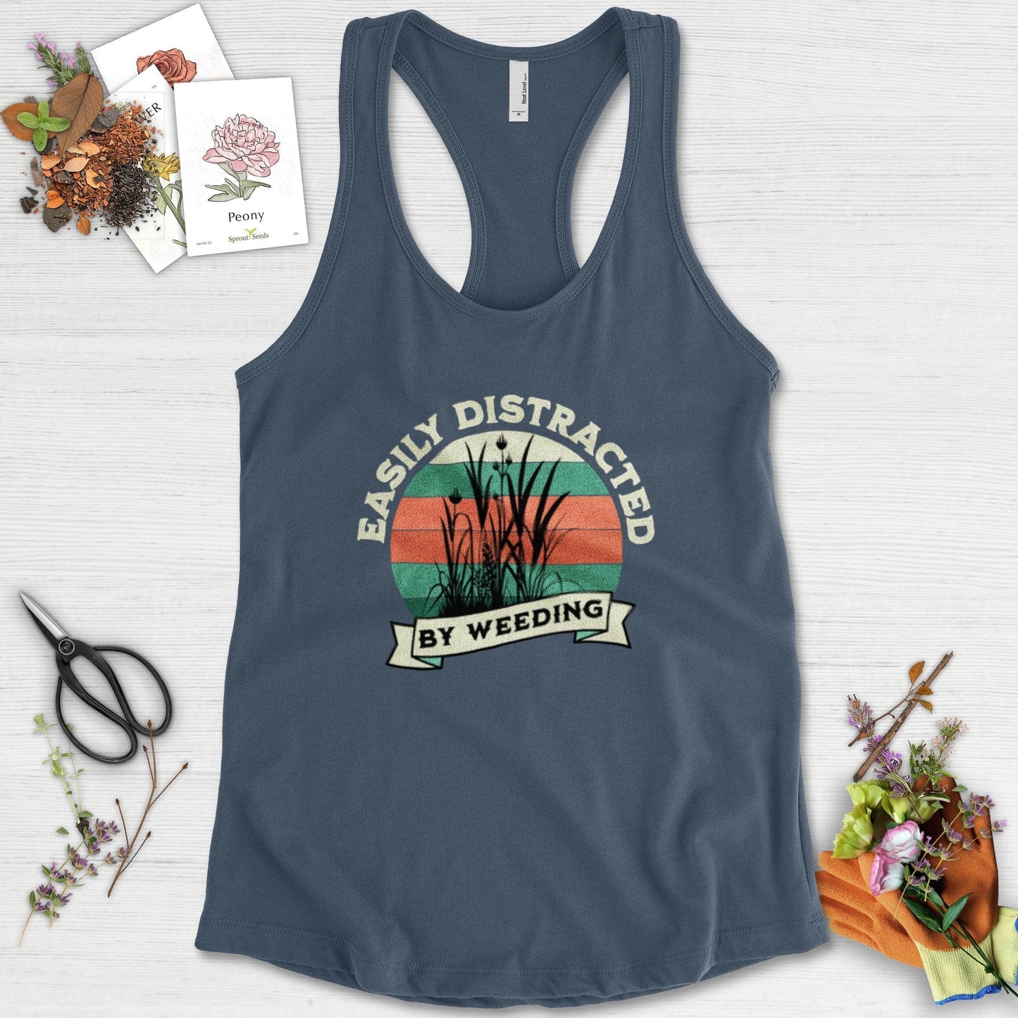 Easily Distracted By Weeding Racerback Racerback / XS / Indigo Physical Item