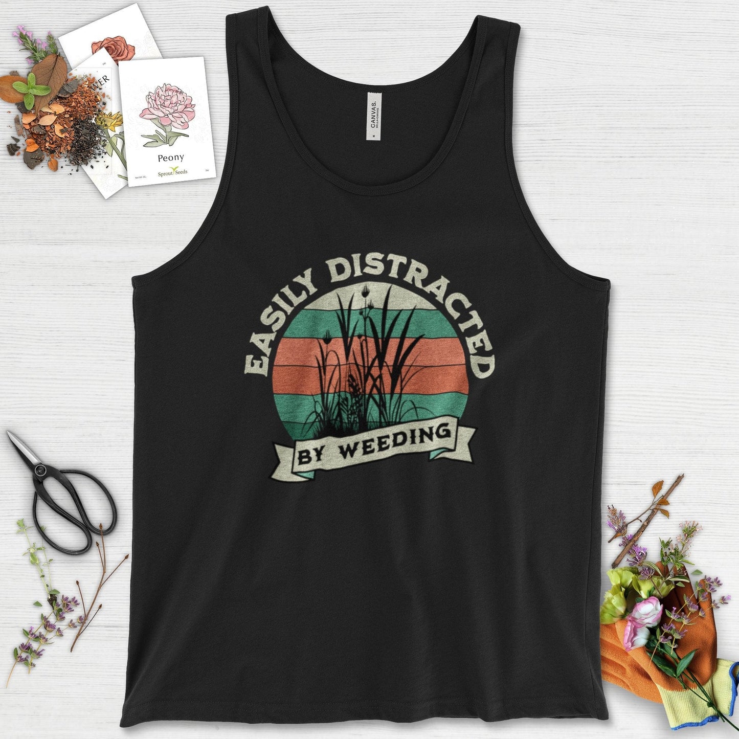 Easily Distracted By Weeding Tank Top Black / XS Physical Item