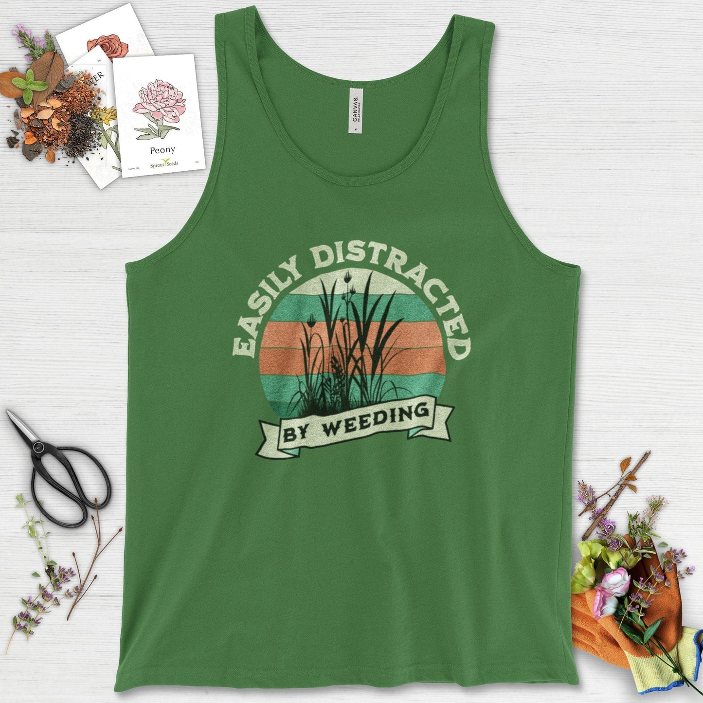 Easily Distracted By Weeding Tank Top Leaf / XS Physical Item