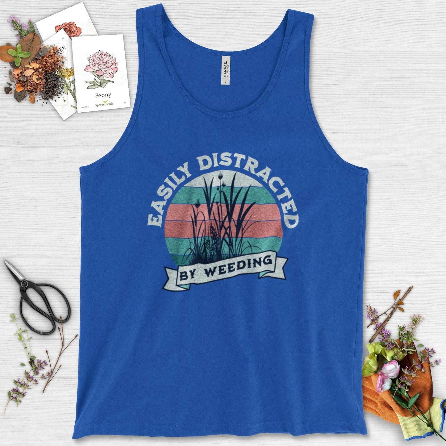 Easily Distracted By Weeding Tank Top True Royal / XS Physical Item
