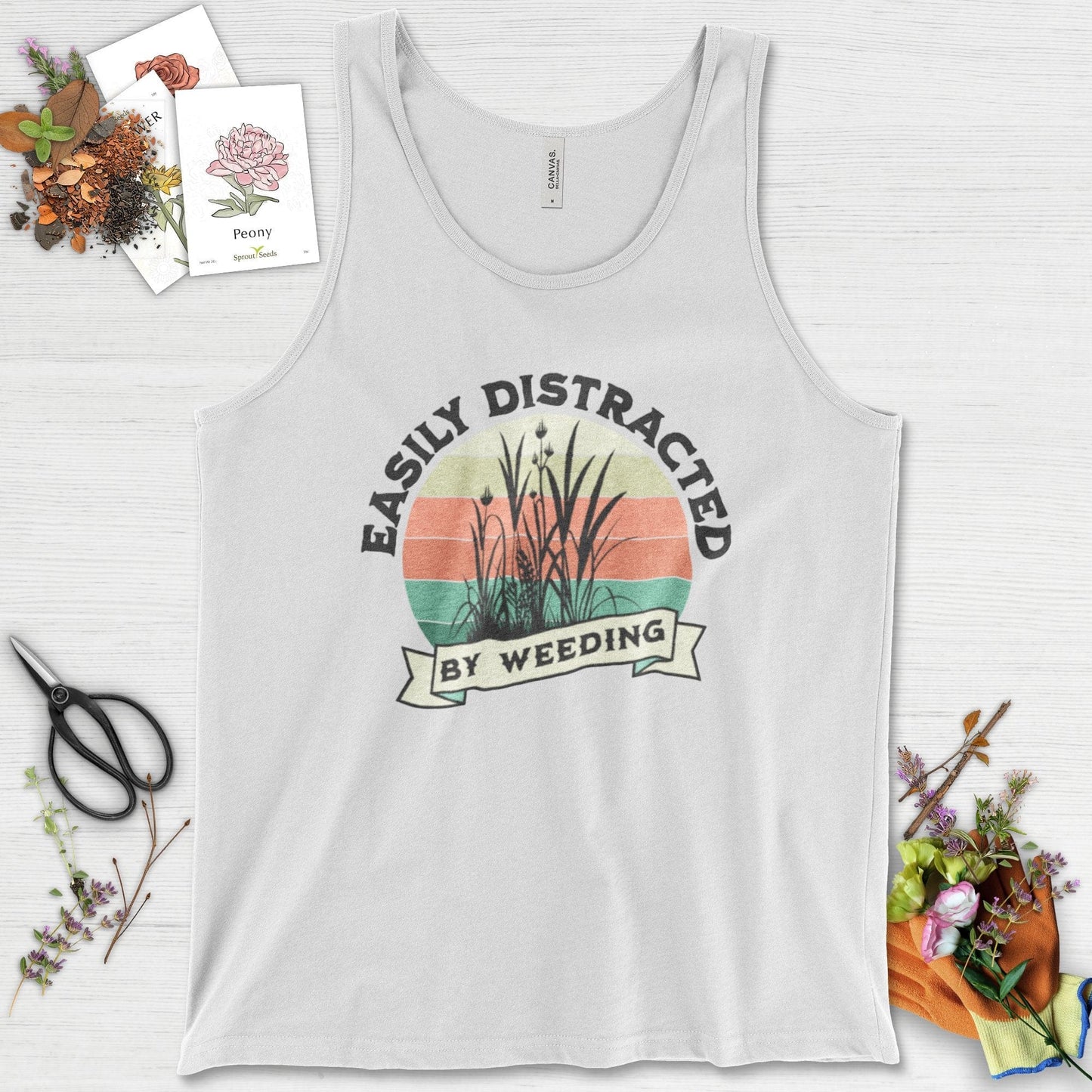 Easily Distracted By Weeding Tank Top White / XS Physical Item