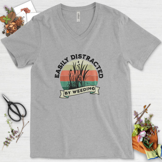 Easily Distracted By Weeding V-Neck Athletic Heather / S T-Shirt