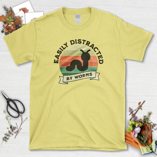 Easily Distracted By Worms T-Shirt Cornsilk / S T-Shirt