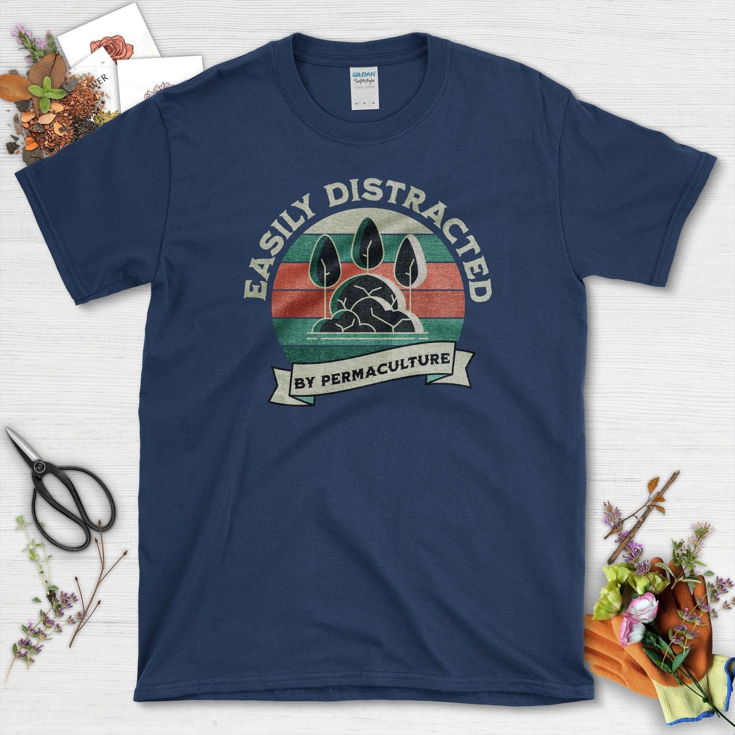 Easily Distracted Permaculture T-Shirt Navy / S T-Shirt