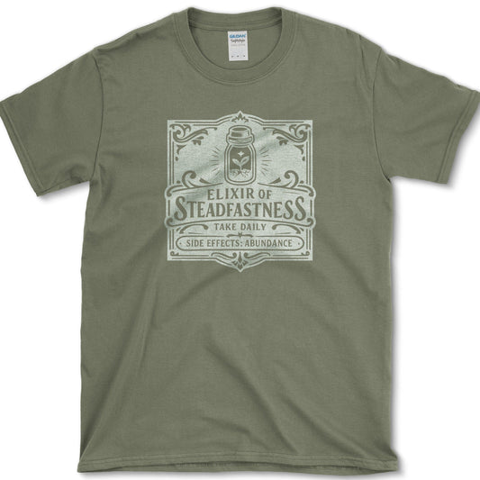 Elixir of Steadfastness T-Shirt Essential Tees / S / Military Green Physical Item