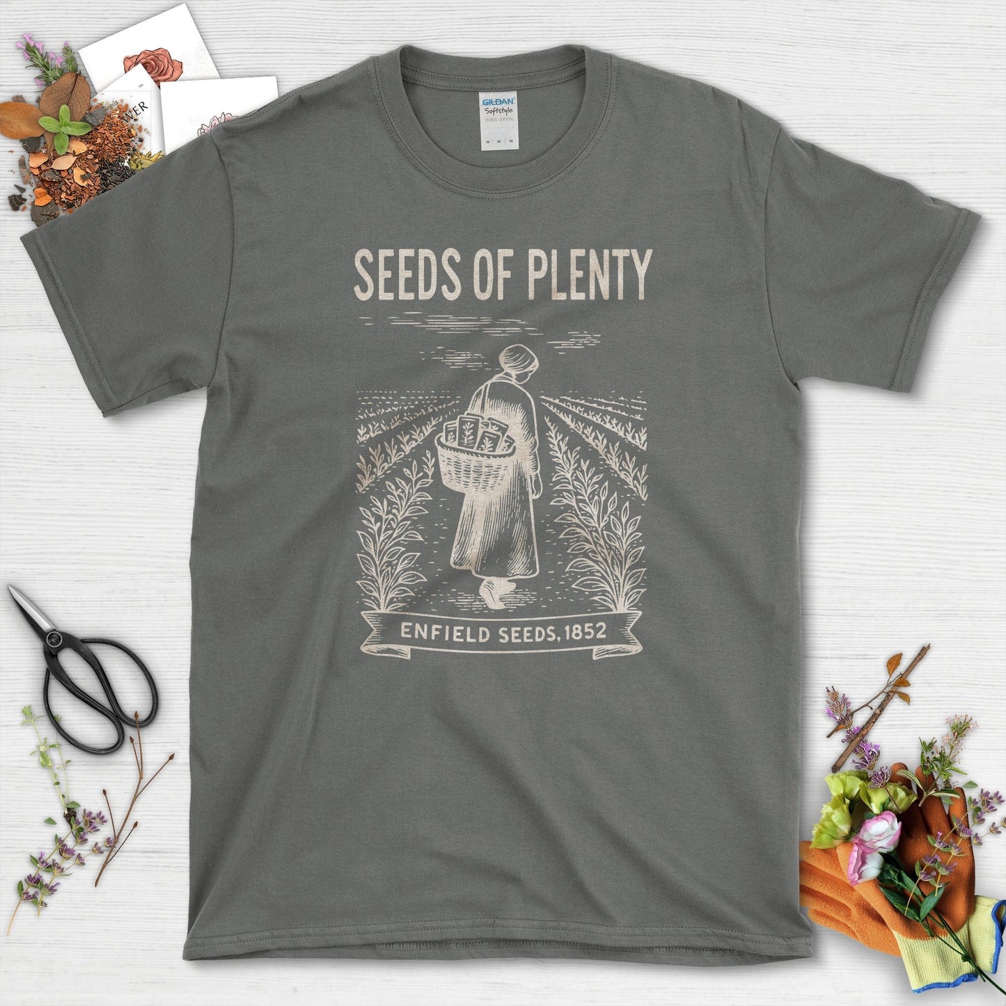 Enfield Seeds of Plenty T-Shirt T-Shirts / S / Charcoal Physical Item