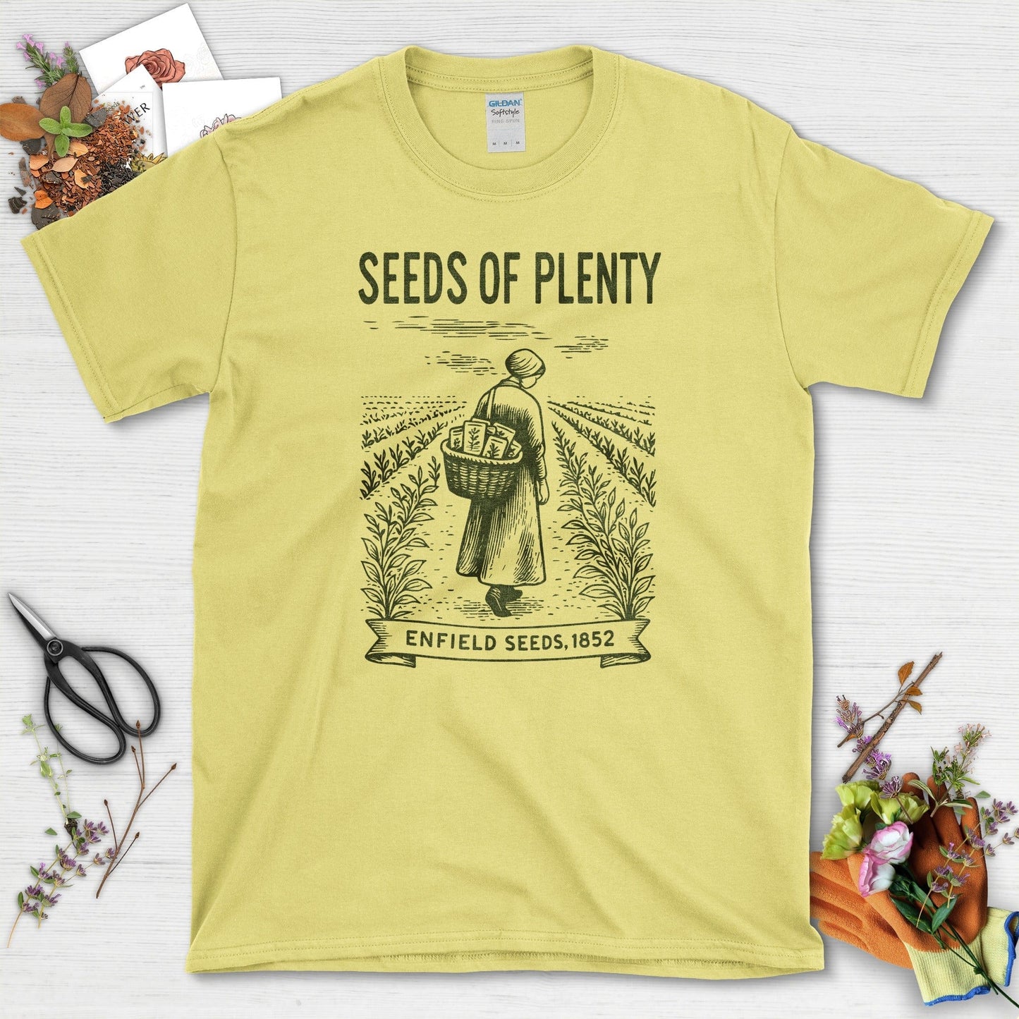 Enfield Seeds of Plenty T-Shirt T-Shirts / S / Cornsilk Physical Item