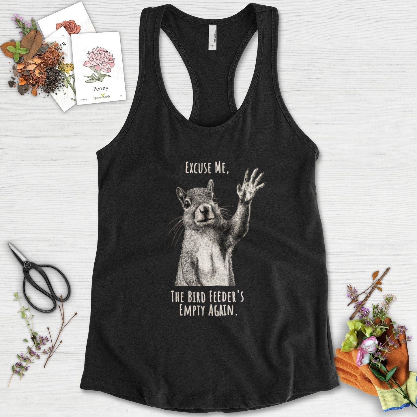 Excuse Me, Bird Feeder's Empty Racerback Racerback / XS / Black Physical Item
