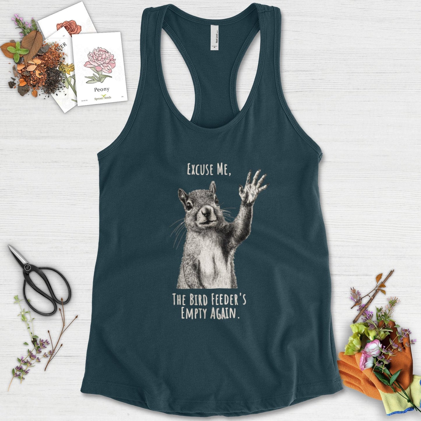 Excuse Me, Bird Feeder's Empty Racerback Racerback / XS / Midnight Navy Physical Item