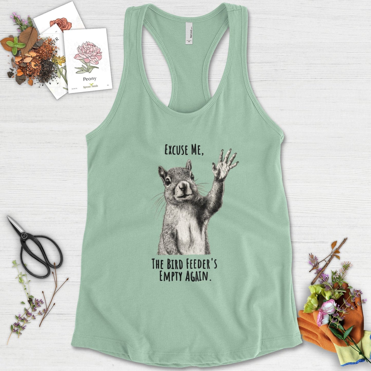 Excuse Me, Bird Feeder's Empty Racerback Racerback / XS / Mint Physical Item