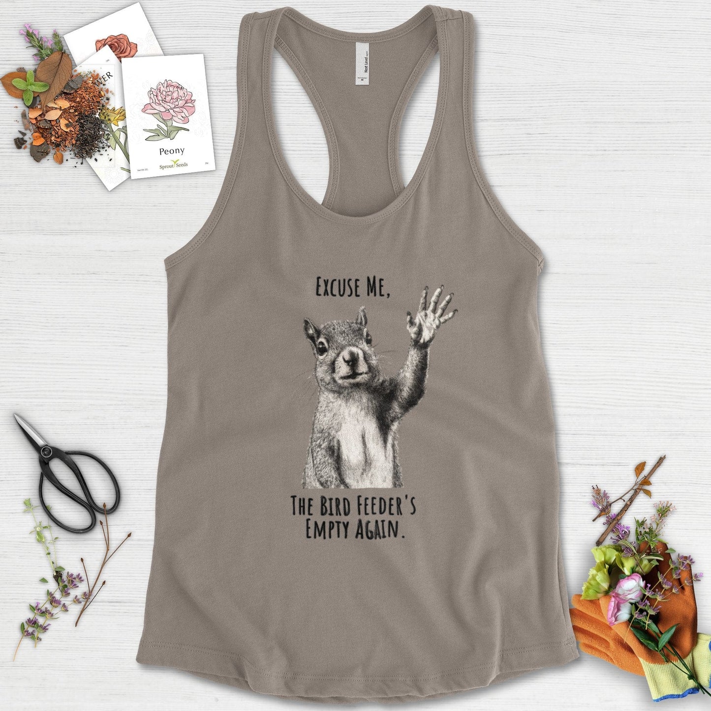 Excuse Me, Bird Feeder's Empty Racerback Racerback / XS / Warm Grey Physical Item