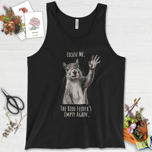 Excuse Me, Bird Feeder's Empty Tank Top Black / XS Physical Item