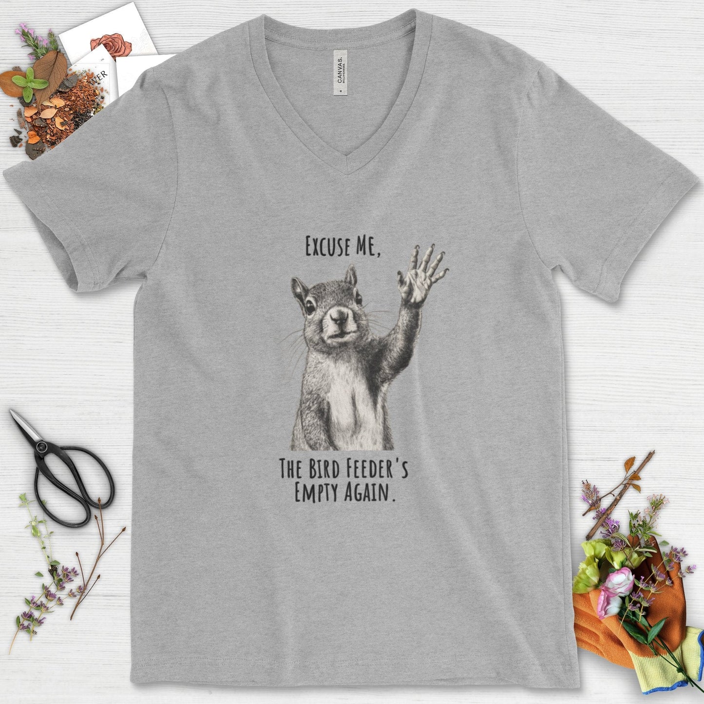 Excuse Me, Bird Feeder's Empty V-Neck Athletic Heather / S Physical Item