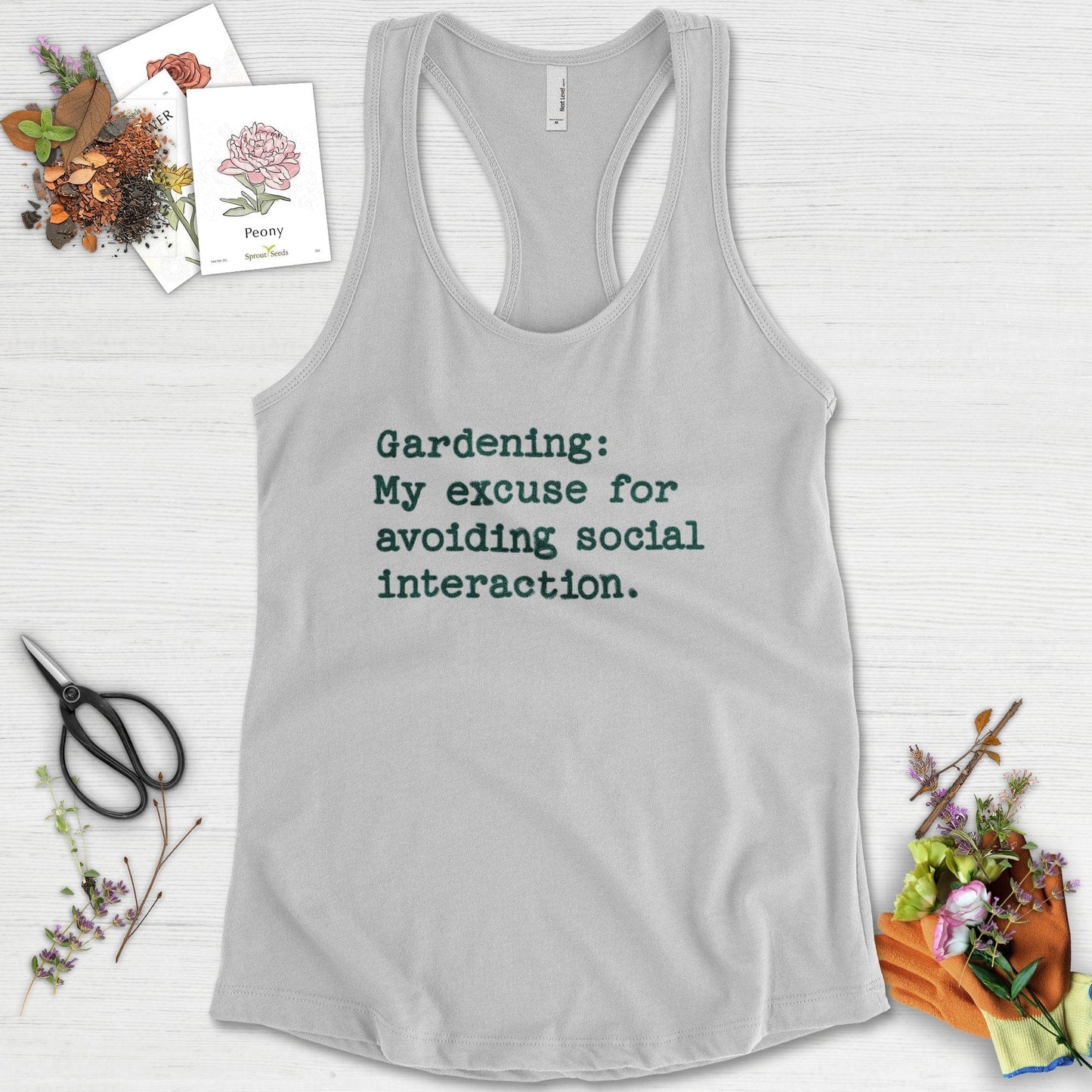 Excuse to Avoid Social Interaction Racerback Racerback / XS / Heather Grey Physical Item