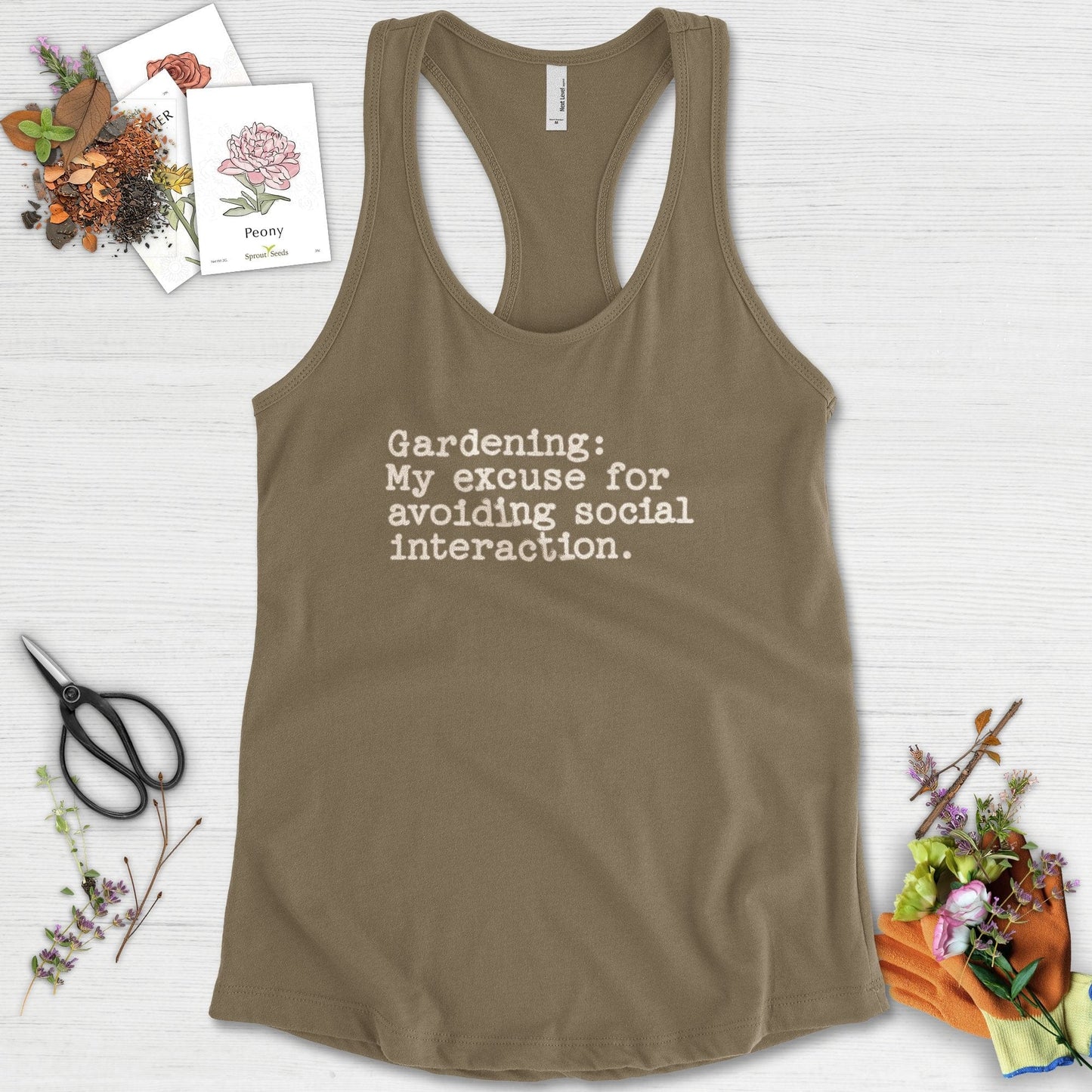 Excuse to Avoid Social Interaction Racerback Racerback / XS / Military Green Physical Item