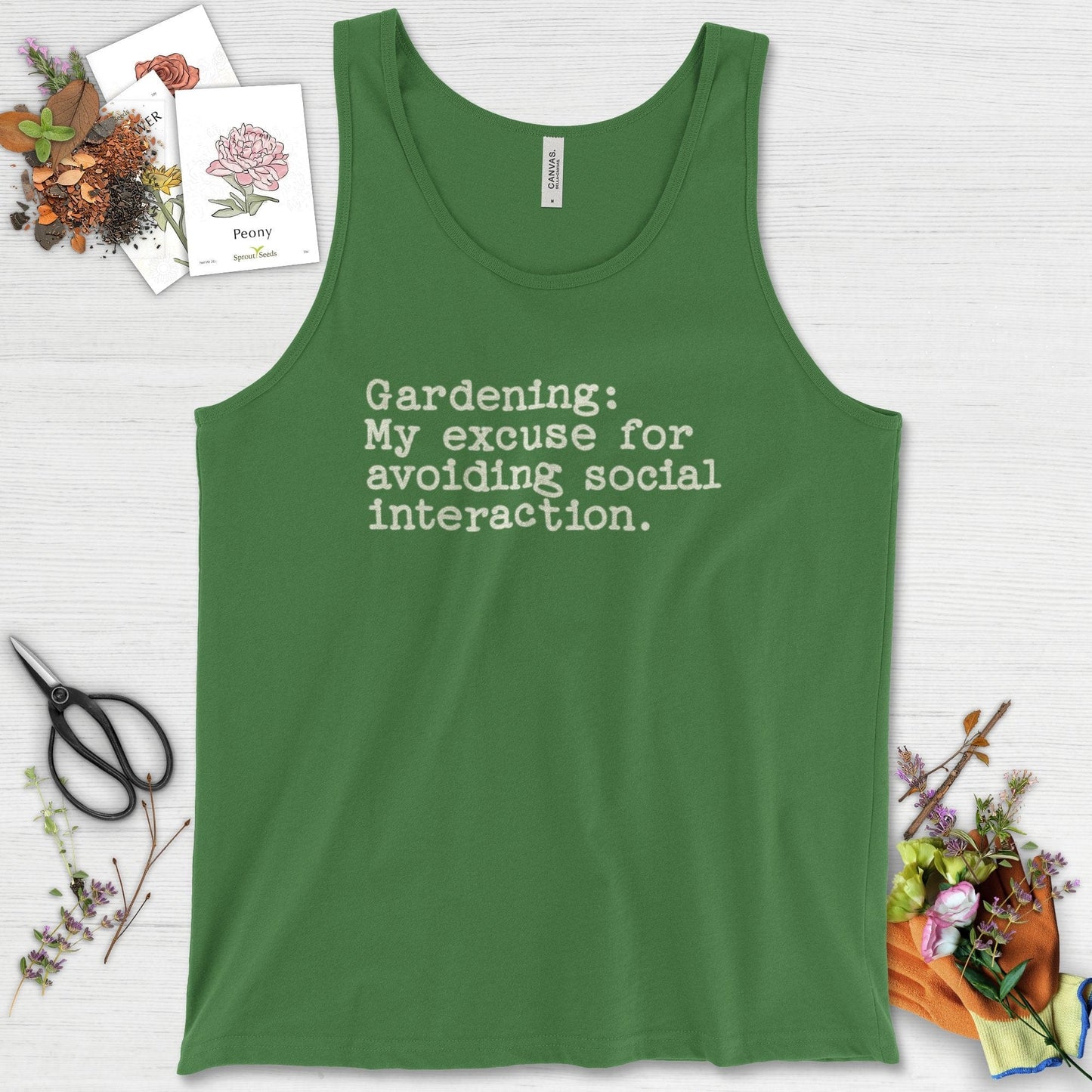 Excuse to Avoid Social Interaction Tank Top Leaf / XS Physical Item