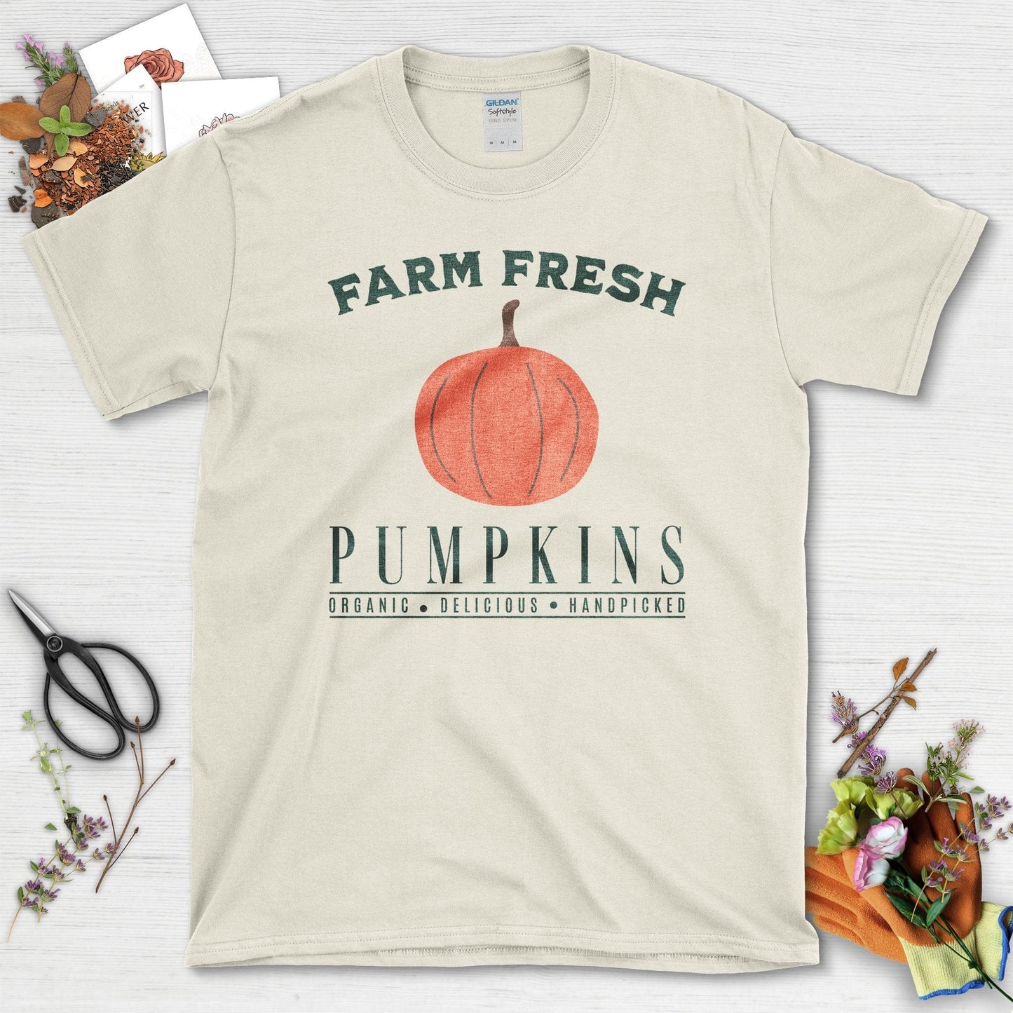 Farm Fresh Pumpkins T-Shirt Natural / S / T-Shirts Physical Item