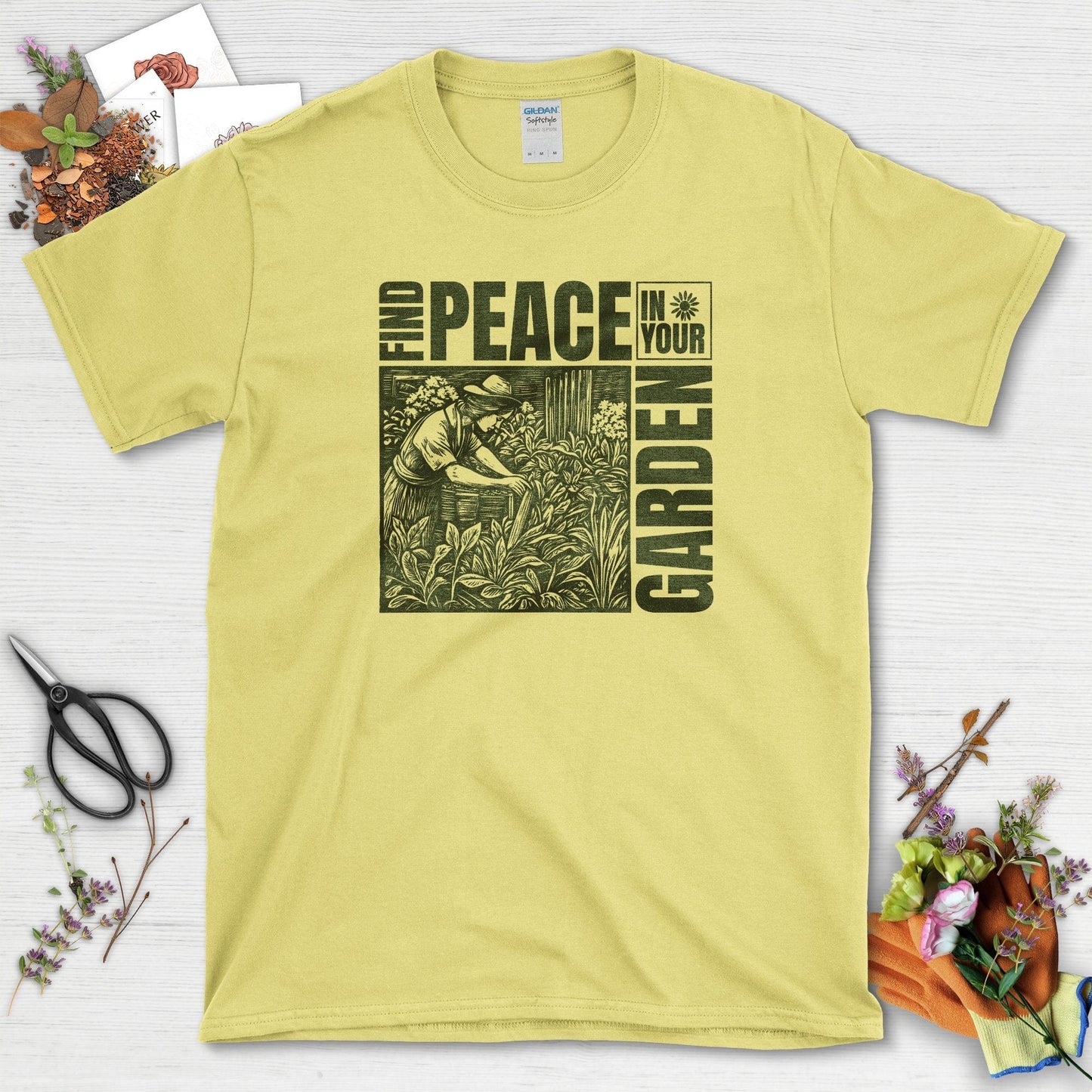 Find Peace In Your Garden T-Shirt Cornsilk / S T-Shirt