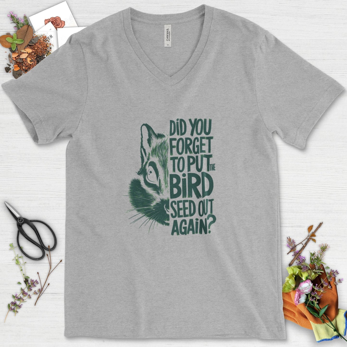 Forget The Bird Seed V-Neck Athletic Heather / S Physical Item