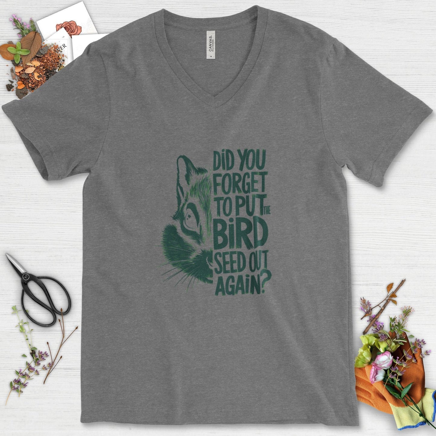 Forget The Bird Seed V-Neck Deep Heather / S Physical Item